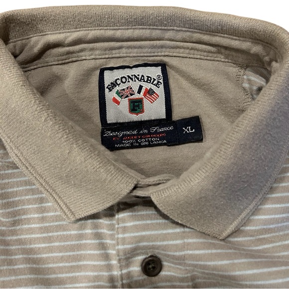 Faconnable Beige Striped Polo Shirt XL - Picture 1 of 10